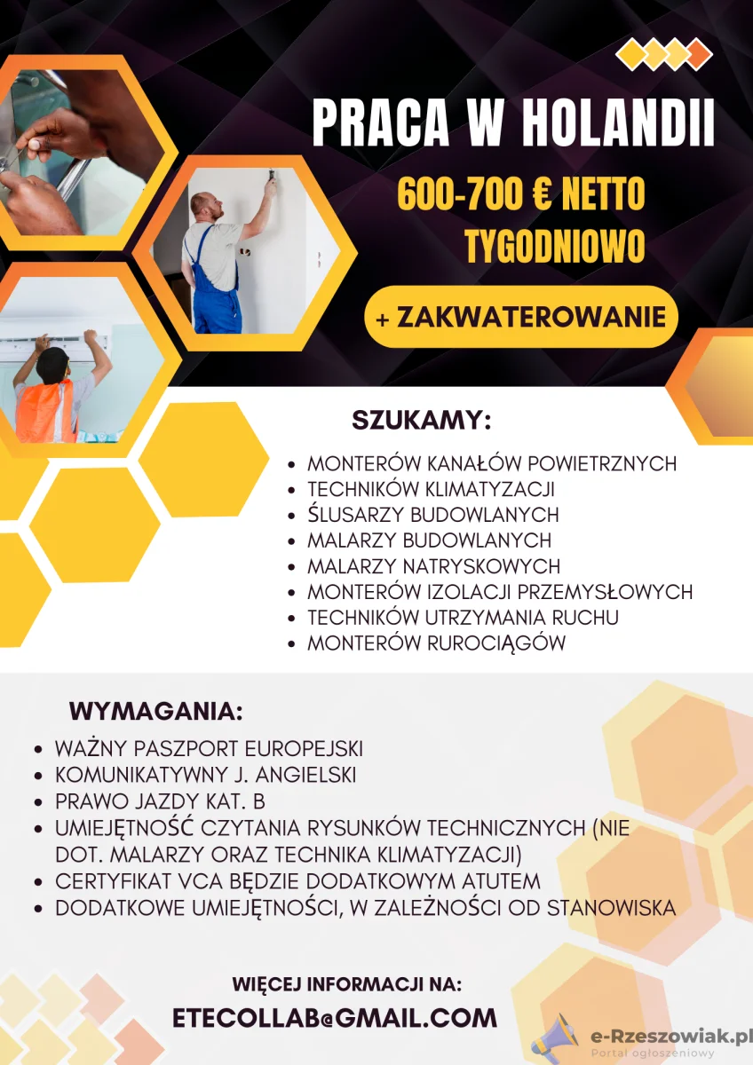 Monter kanałów wentylacyjnych - Holandia