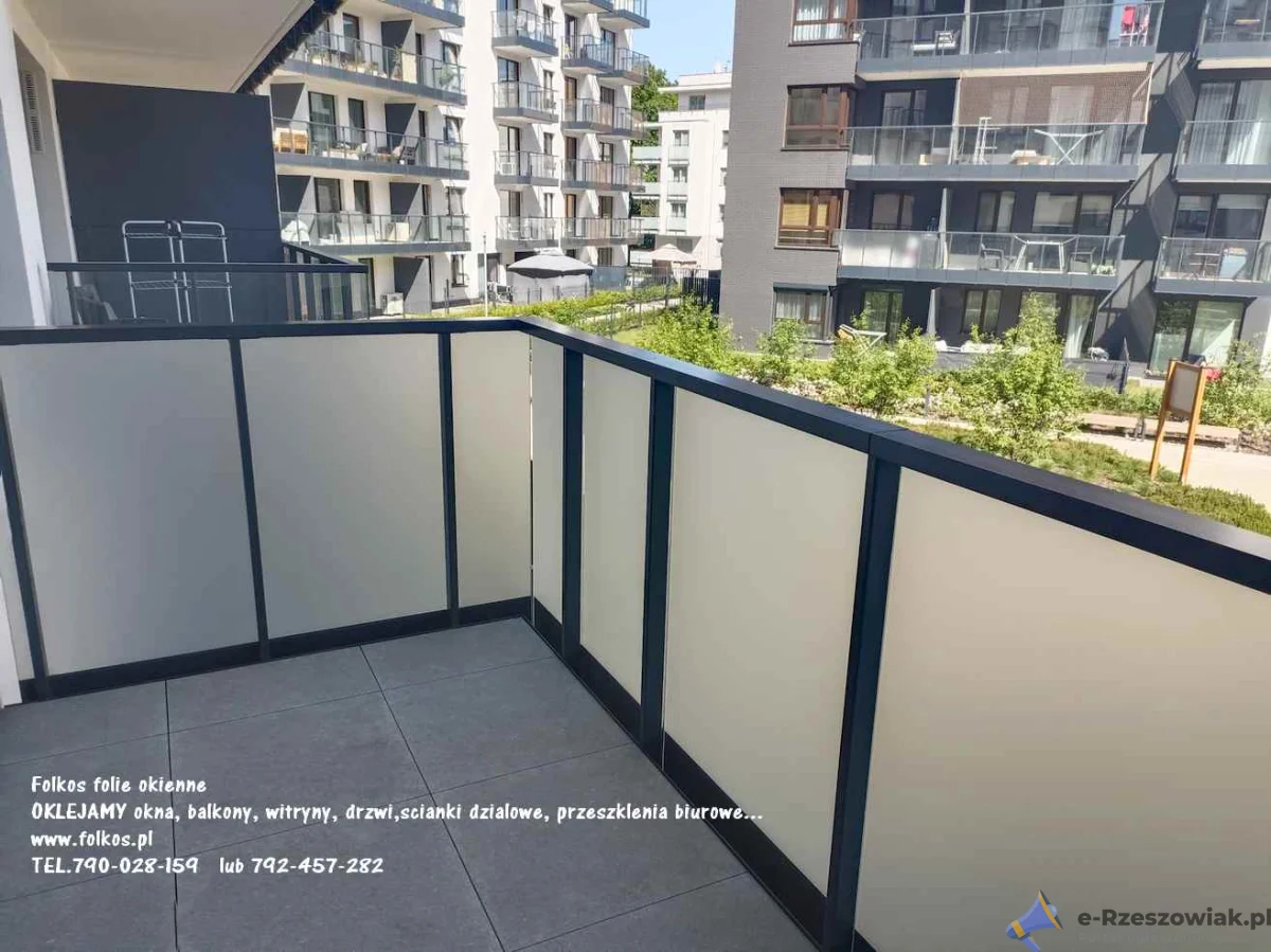 Oklejamy balkony Tarchomin Warszawa Białołęka- Ceramiczna, Odkryta, Mehoffera, Płużnicka , Światowida -Folie matowe na balkon -Folia prywatyzująca