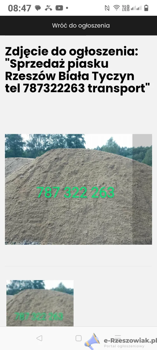 Sprzedaź Piasek Transport Rzeszòw Krasne Malawa Steaźòw tel 787322263