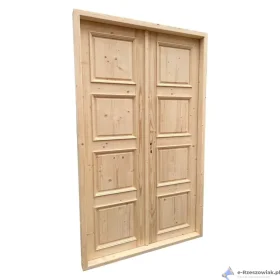Drzwi Drewniane Dwuskrzydłowe Lite 130×200 cm do Domku Drewnianego