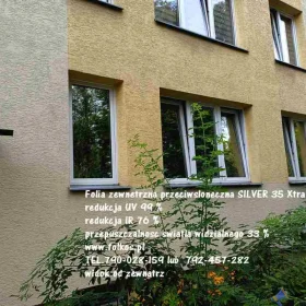 Przyciemnianie szyb Warszawa -Folie z usługą montażu -Folie przeciwsłoneczne zewnetrzne Folkos -Folia zewnetrzna na okna z filtrem UV i IR Warszawa