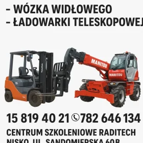 Kurs wózki widłowe, ładowarki teleskopowe, suwnice, podesty, zwyżki, HDS, spawanie MIG MAG TIG, uprawnienia SEP, CNC, ADR Nisko, Stalowa Wola